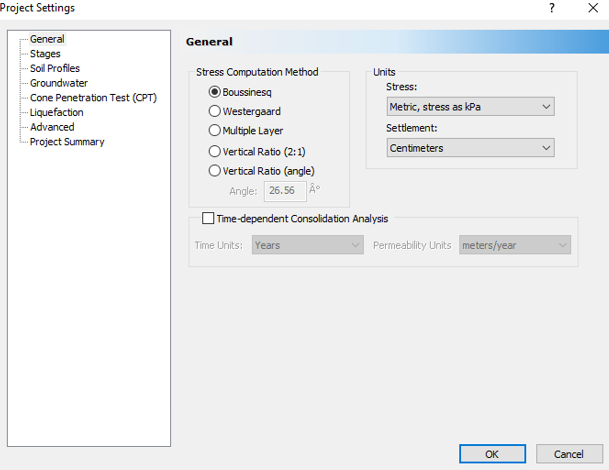 Project Settings dialog